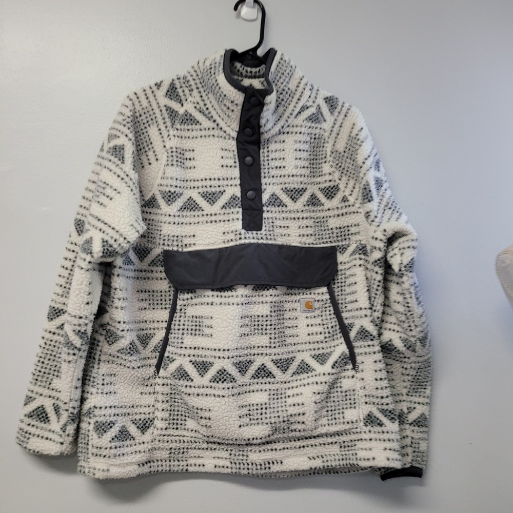 Carhartt OJ4991-W Relaxed Fit Sherpa Fleece Aztec Snap Pullover Jacket Womens L